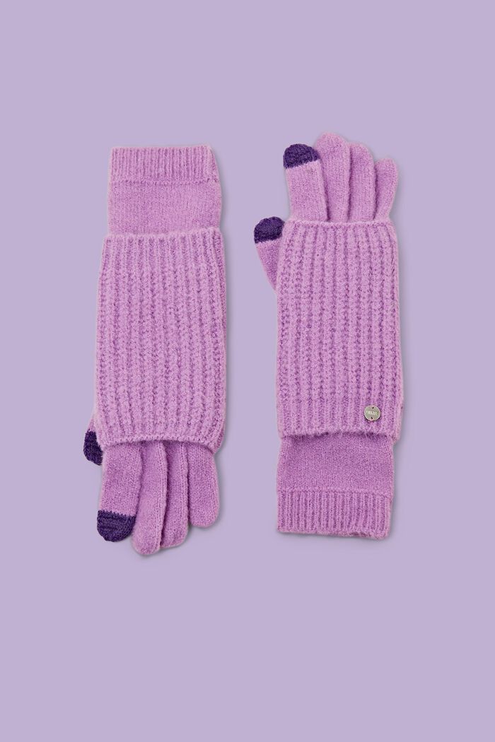 2-in-1 Knitted Gloves, LILAC, detail image number 0
