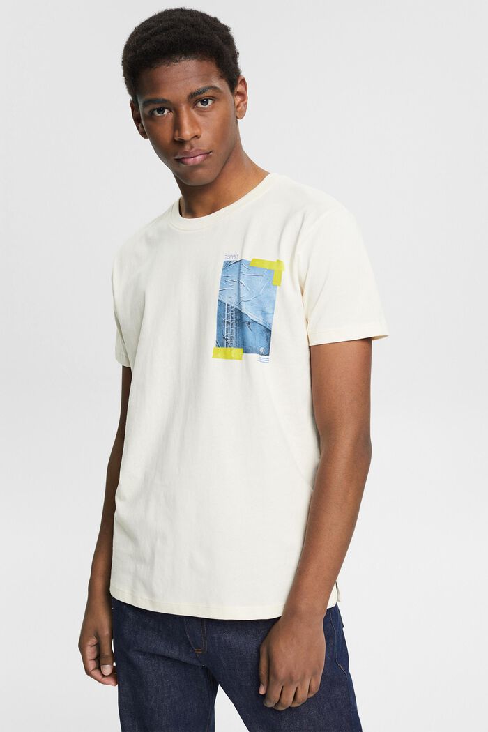 Jersey T-shirt in 100% cotton, CREAM BEIGE, detail image number 0