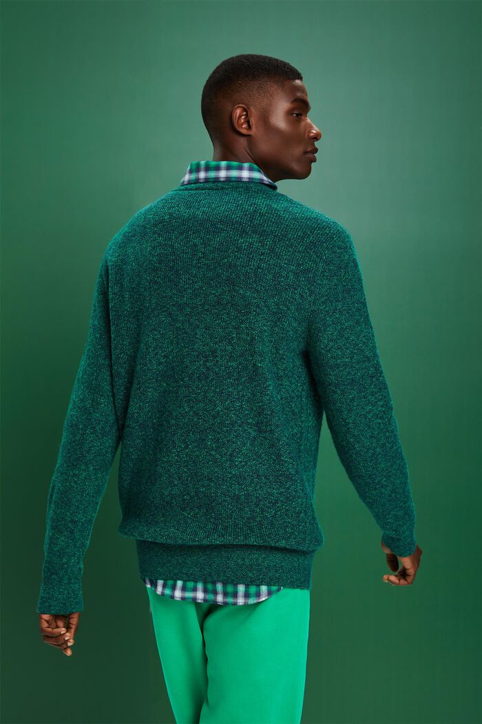 Melange Cable Knit Crewneck Sweater, GREEN, detail image number 3