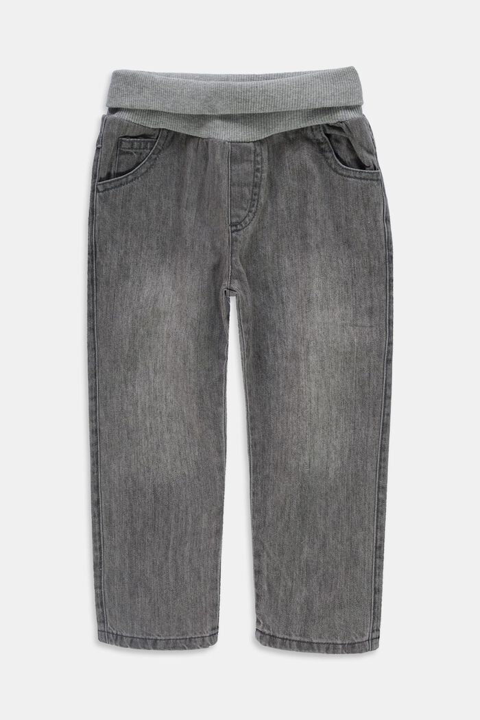 Jeans with a ribbed waistband, 100% organic cotton