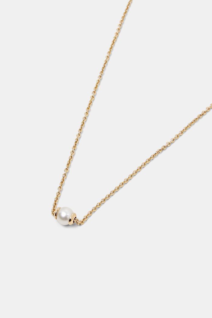 Sterling silver necklace with pearl pendant, GOLD, detail image number 1