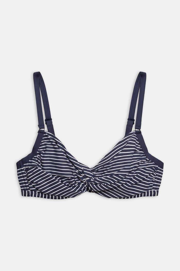 Recycled: Underwire top with stripes, NAVY, overview