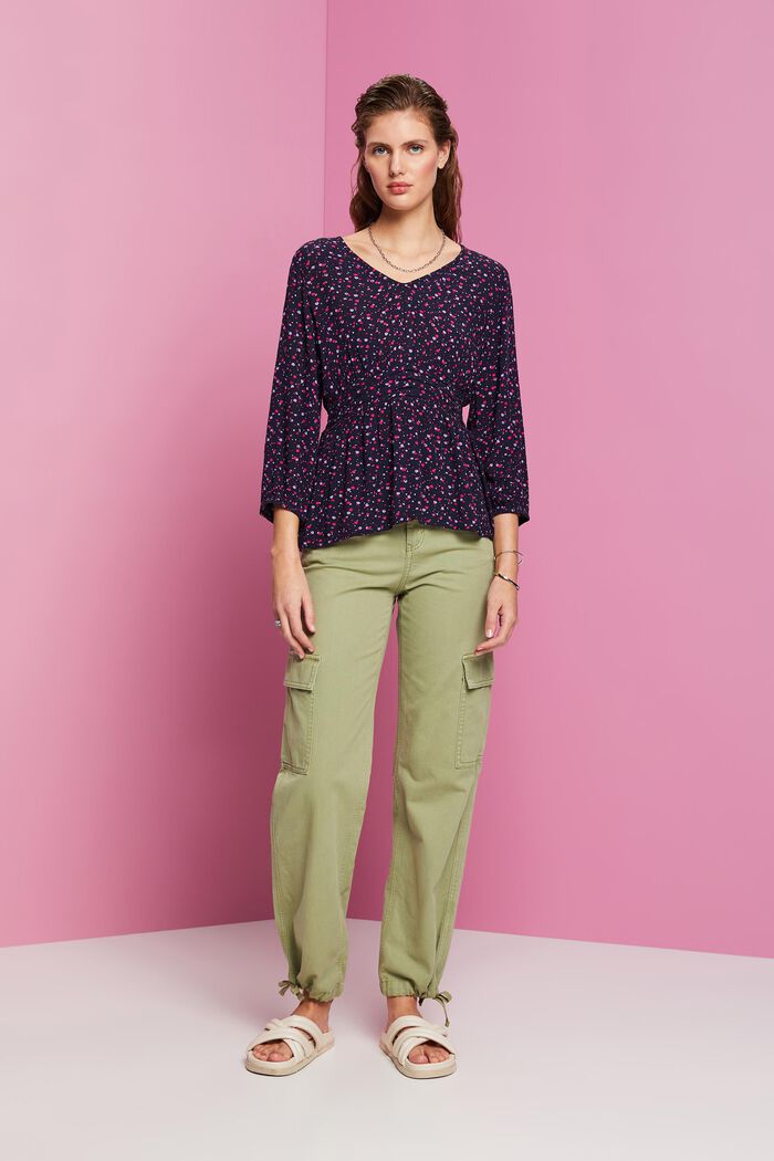 Peplum blouse, NAVY, detail image number 4