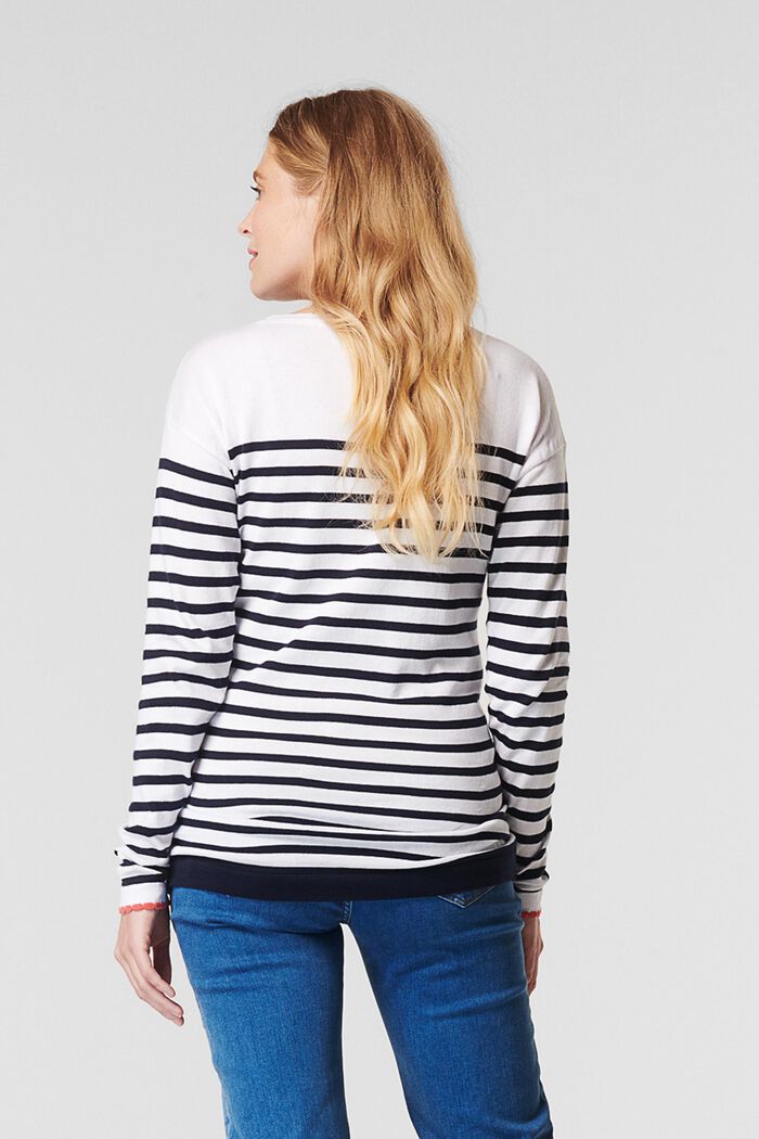 Striped jumper in organic cotton, BRIGHT WHITE, detail image number 1