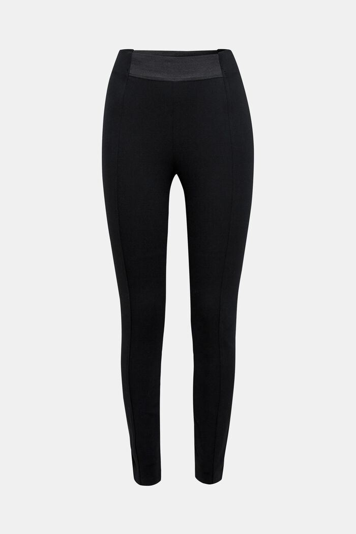 Stretch trousers made of punto jersey, BLACK, detail image number 0