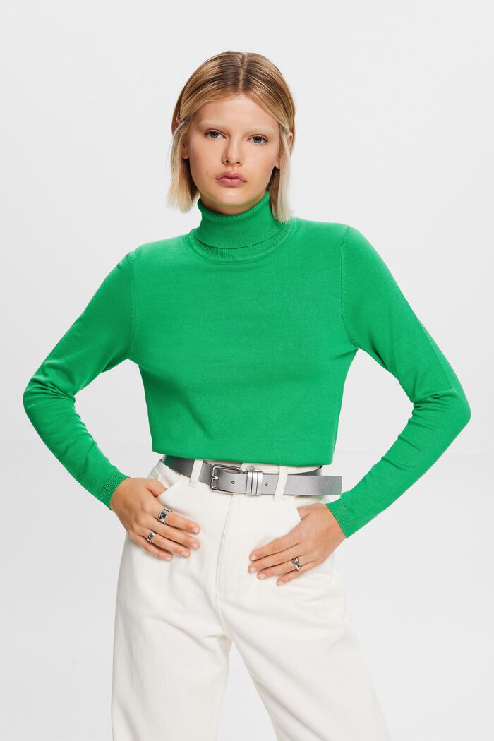 Long-Sleeve Turtleneck Sweater, GREEN, detail image number 2