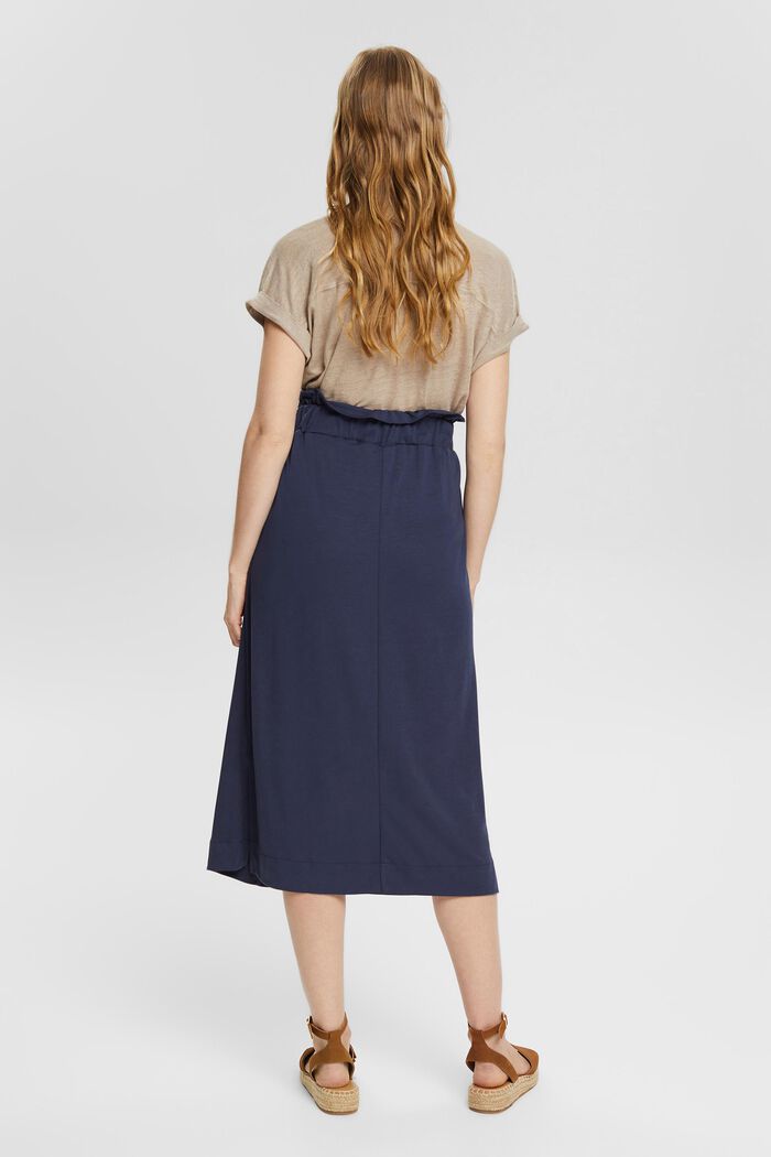 Midi skirt with a tie-around belt, LENZING™ ECOVERO™, DARK BLUE, detail image number 4