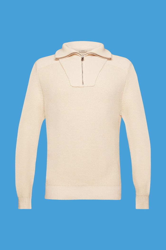 Half-zip knitted jumper, LIGHT TAUPE, detail image number 5