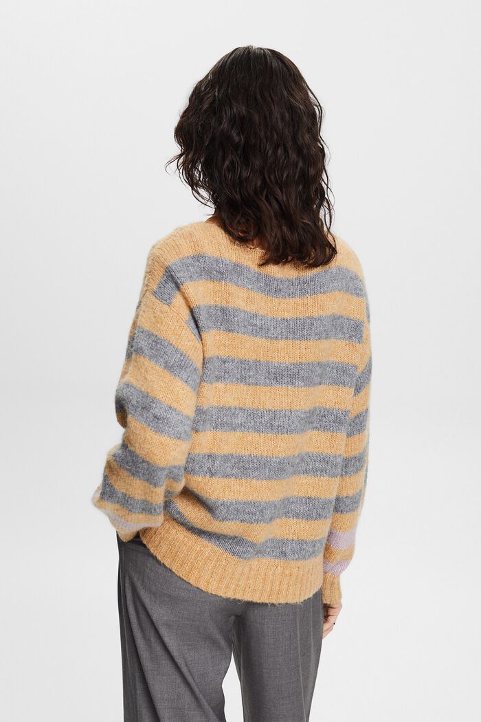 Wool-Mohair Blend Striped Sweater, DUSTY NUDE, detail image number 4