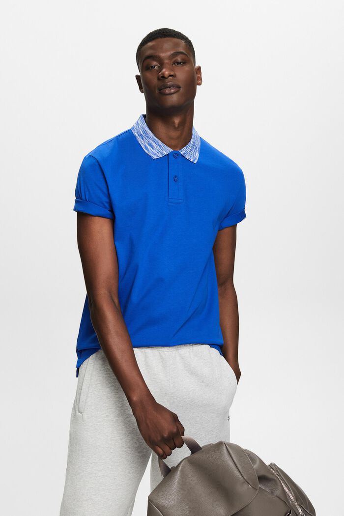 Space-Dyed Collar Polo Shirt, BRIGHT BLUE, detail image number 0