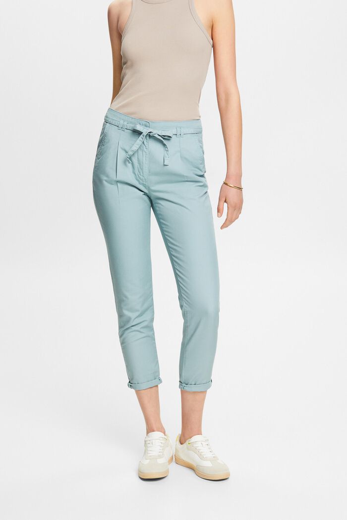Belted Chino Pants, LIGHT GREEN BLUE, detail image number 0