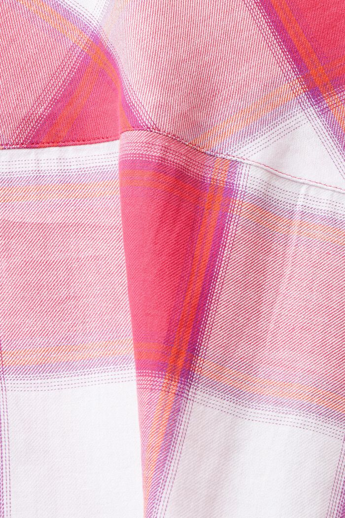Checked cotton blouse, PINK FUCHSIA, detail image number 5