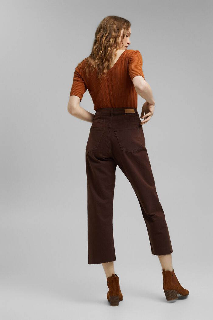 Relaxed 7/8-length trousers in a garment-washed look, organic cotton, RUST BROWN, detail image number 3