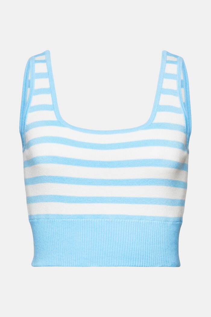 Striped Cropped Sweater Tank Top, LIGHT TURQUOISE, detail image number 6