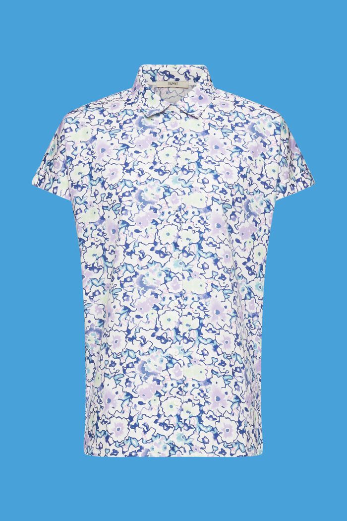 Cotton blouse with floral print, WHITE, detail image number 6