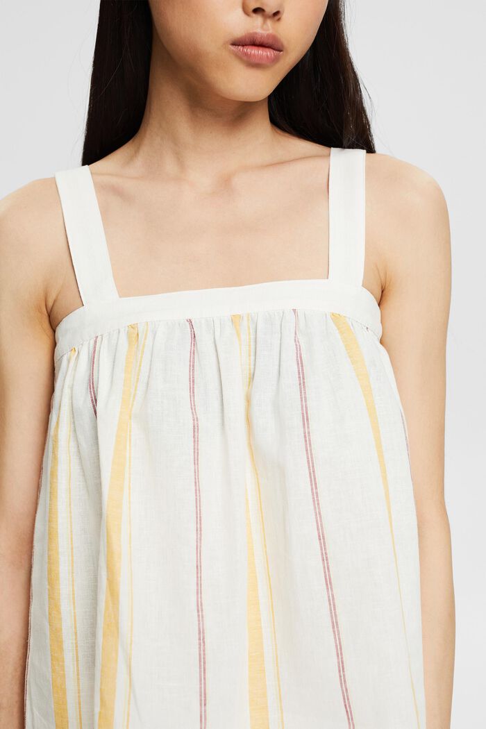 Striped linen blend top, OFF WHITE, detail image number 2