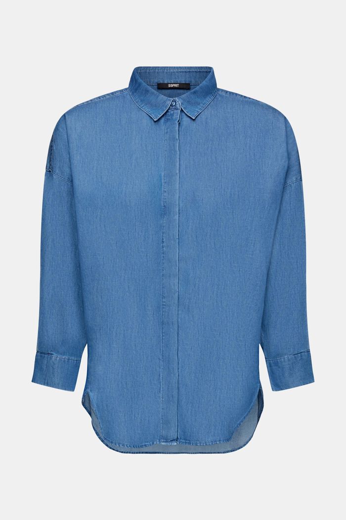 Cotton denim blouse, BLUE MEDIUM WASHED, detail image number 6