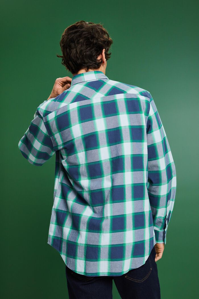 Checked Cotton Flannel Shirt, GREY BLUE, detail image number 2