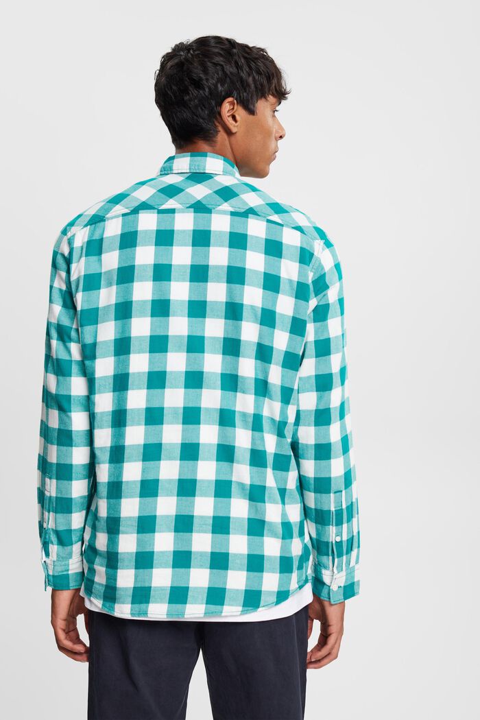 Vichy-checked flannel shirt of sustainable cotton, EMERALD GREEN, detail image number 3