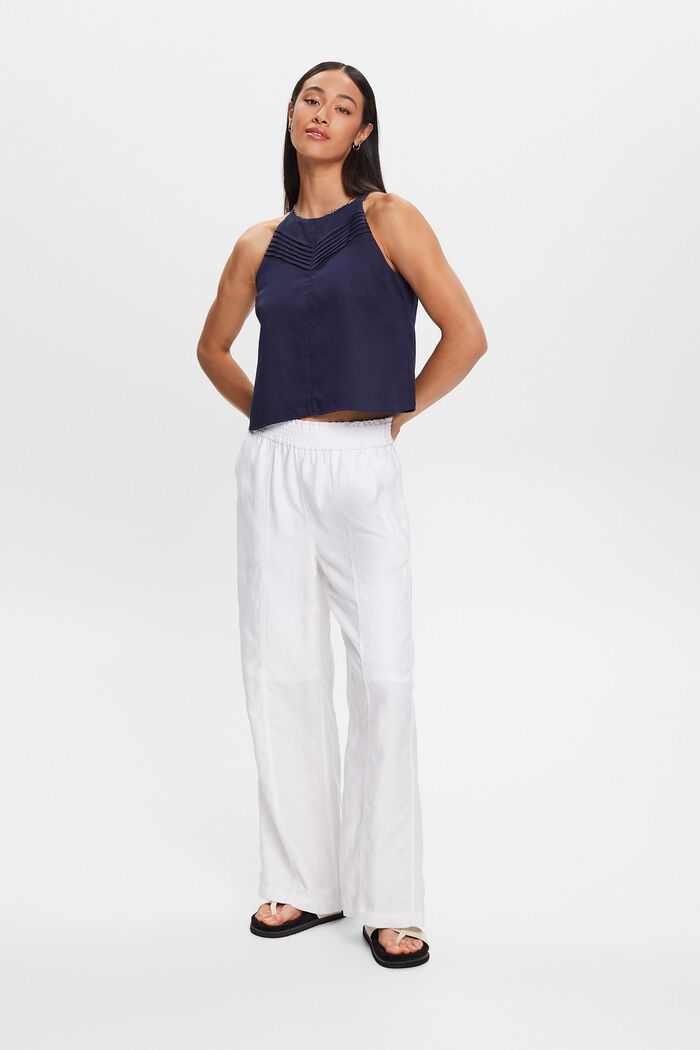 Wide leg pull-on trousers, linen blend, WHITE, detail image number 5