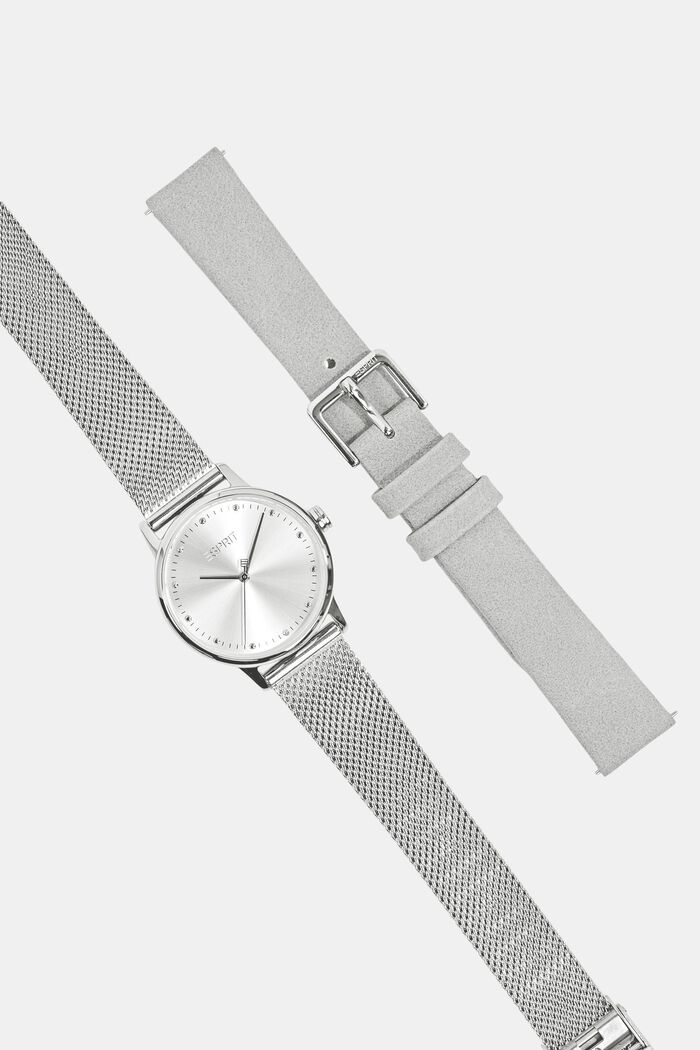 Watch set with interchangeable straps, SILVER, detail image number 0