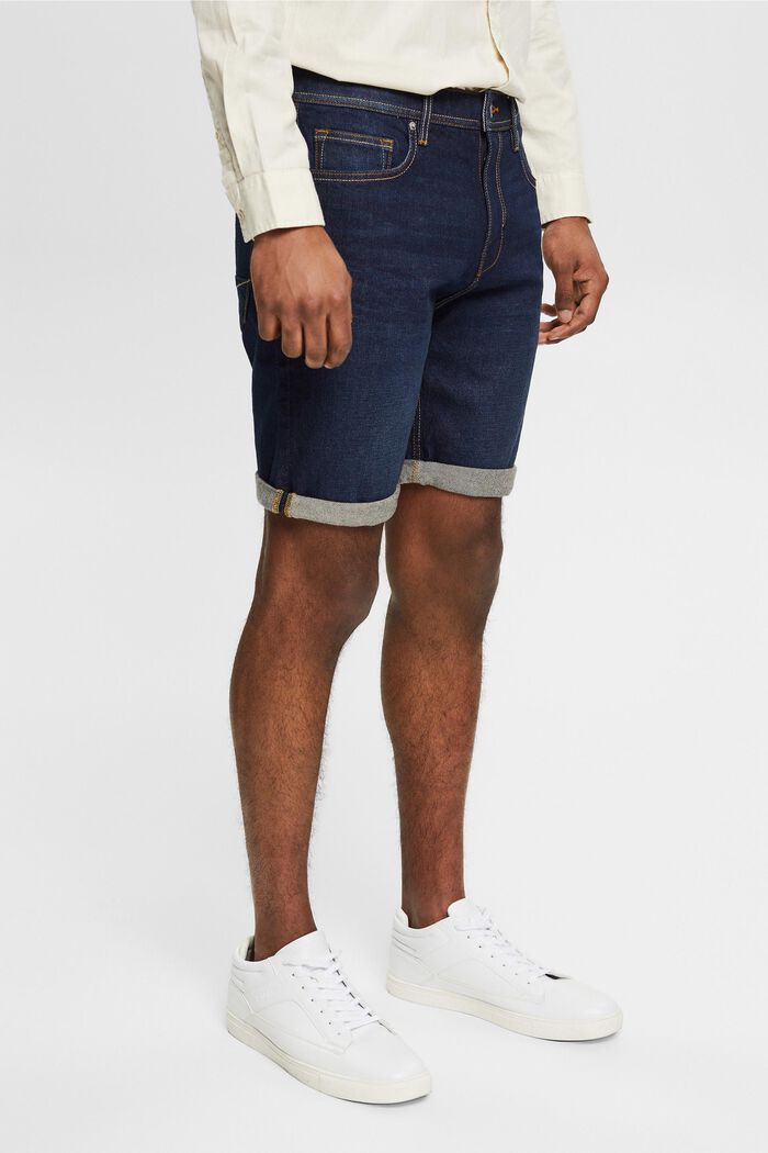 Denim shorts in cotton, BLUE DARK WASHED, detail image number 0