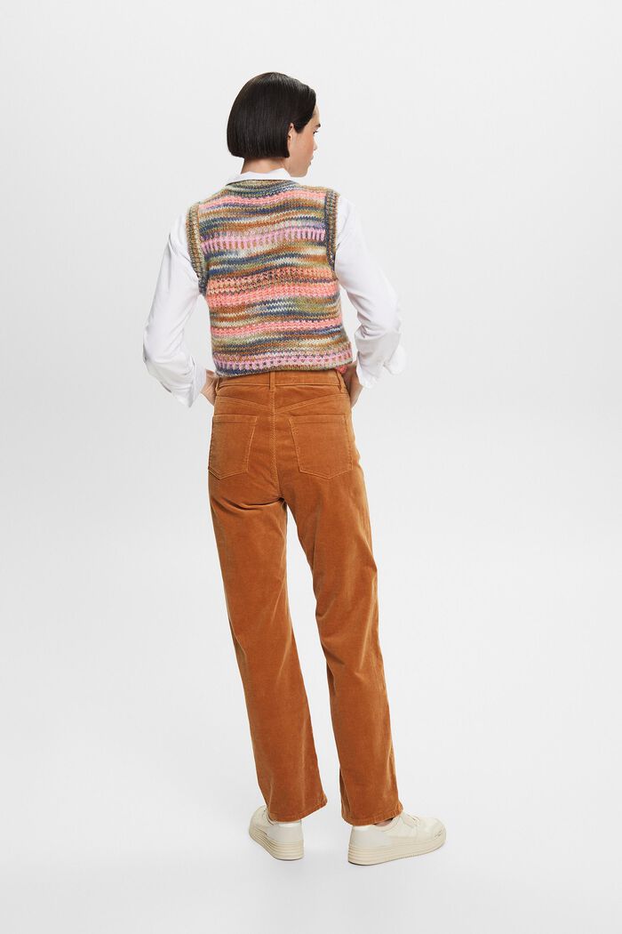 High-Rise Straight Fit Corduroy Trousers, CARAMEL, detail image number 3