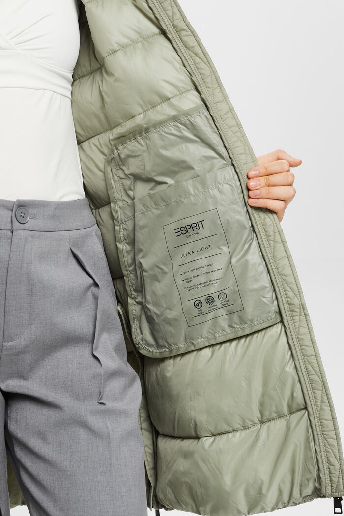 Recycled: puffer coat with a hood, DUSTY GREEN, detail image number 5