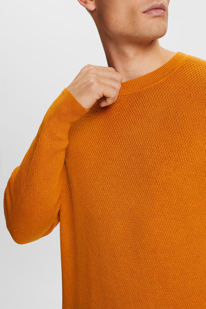 Structured Knit Crewneck Sweater, HONEY YELLOW, detail image number 1