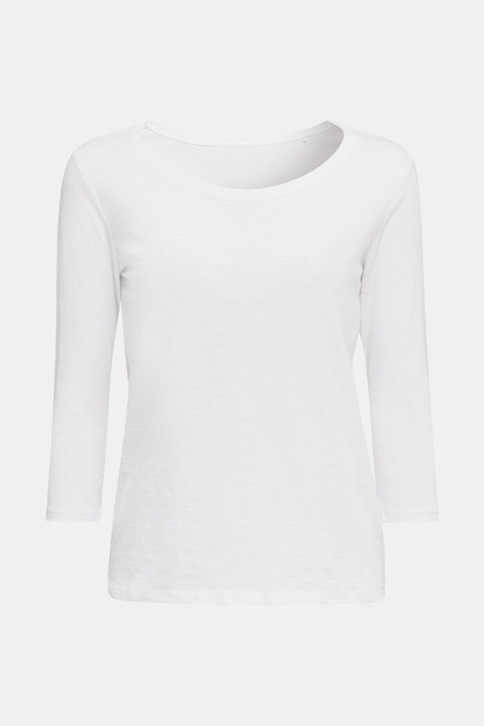 Cotton top, 3/4 sleeves, WHITE, detail image number 0