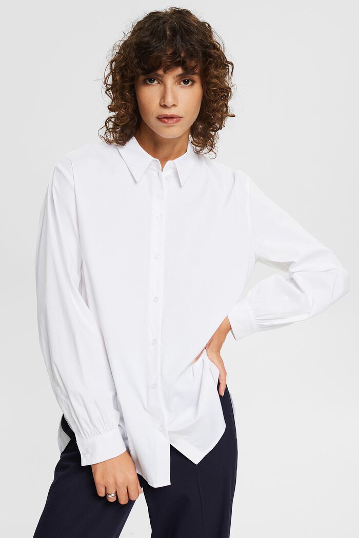 Blouse with a high-low hem, WHITE, detail image number 0