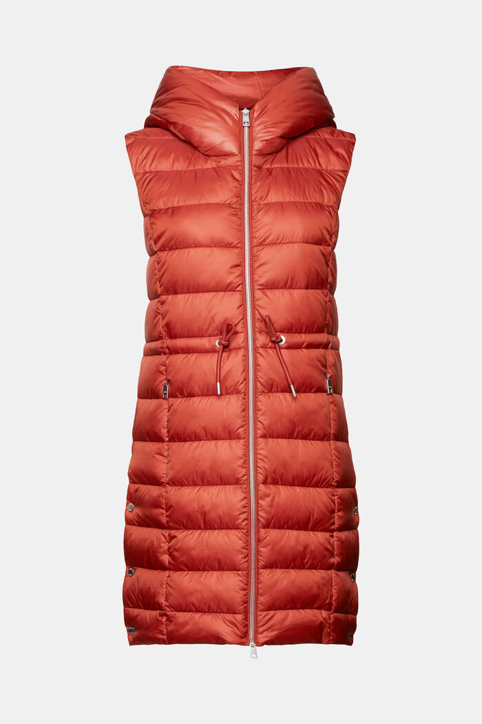 Quilted Longline Vest, RUST BROWN, detail image number 6