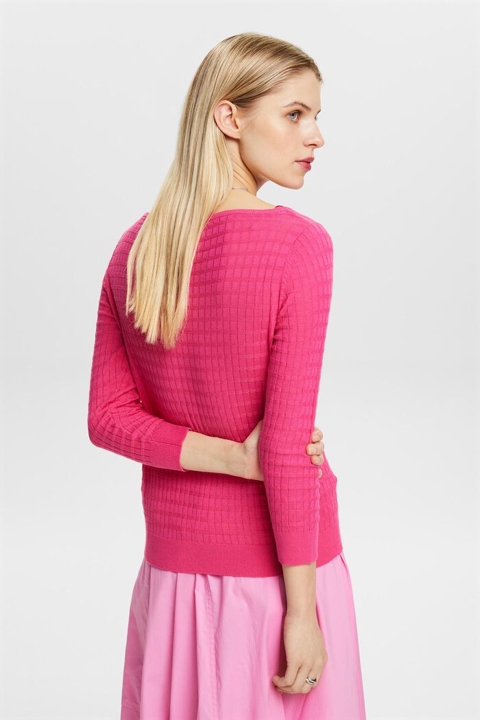 Structured Knit Sweater, PINK FUCHSIA, detail image number 2