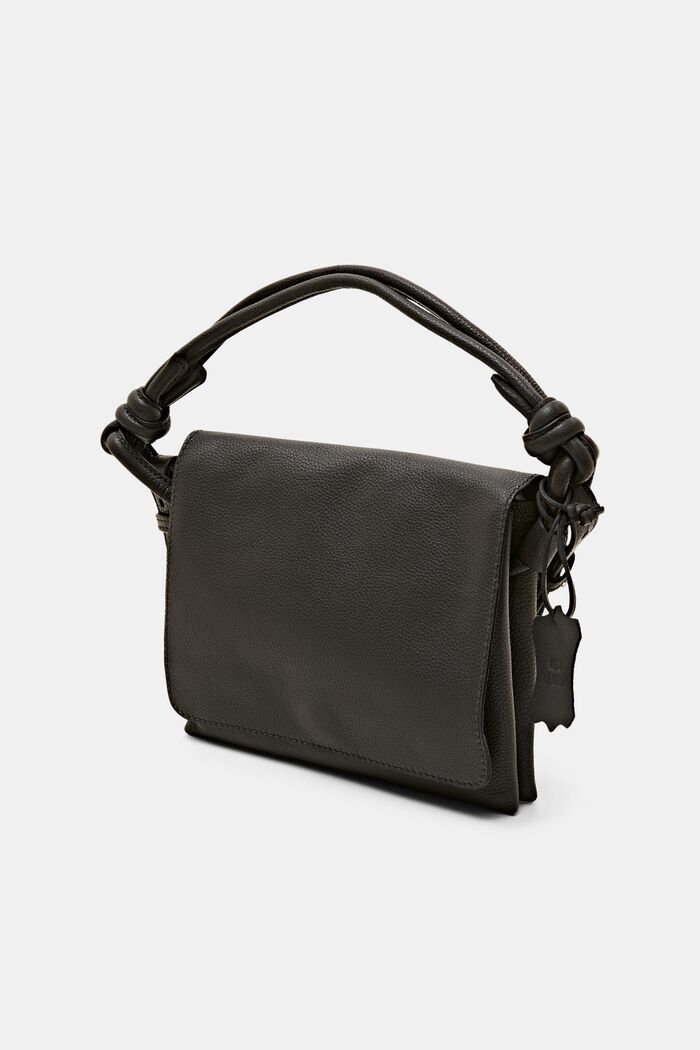 Small Leather Flap Bag, DARK GREY, detail image number 2