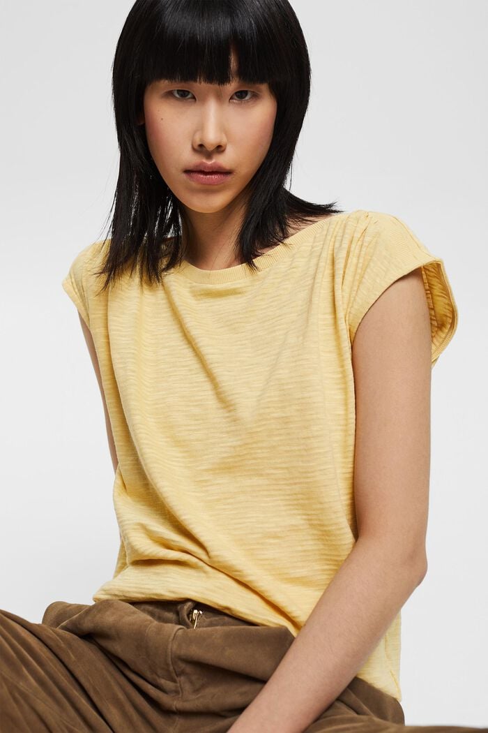 Knitted top in an organic cotton blend, DUSTY YELLOW, detail image number 5