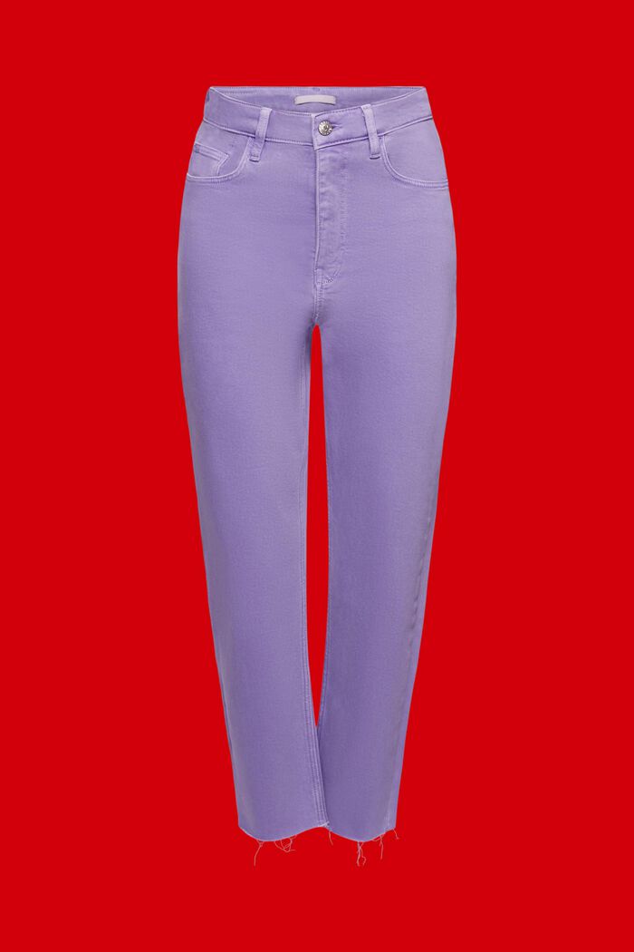 Cropped frayed hem trousers, PURPLE, detail image number 6