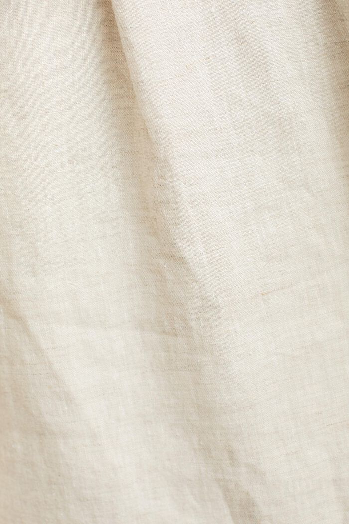 Linen Long-Sleeve Blouse, BEIGE, detail image number 4