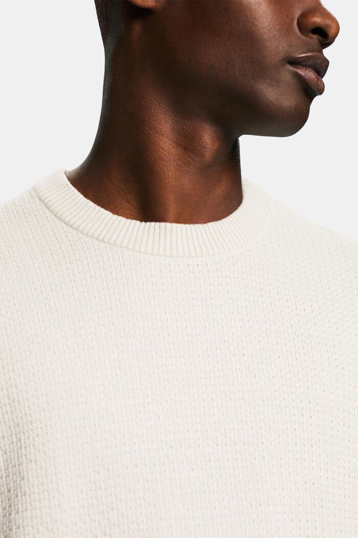 Structured Round Neck Sweater, OFF WHITE, detail image number 3