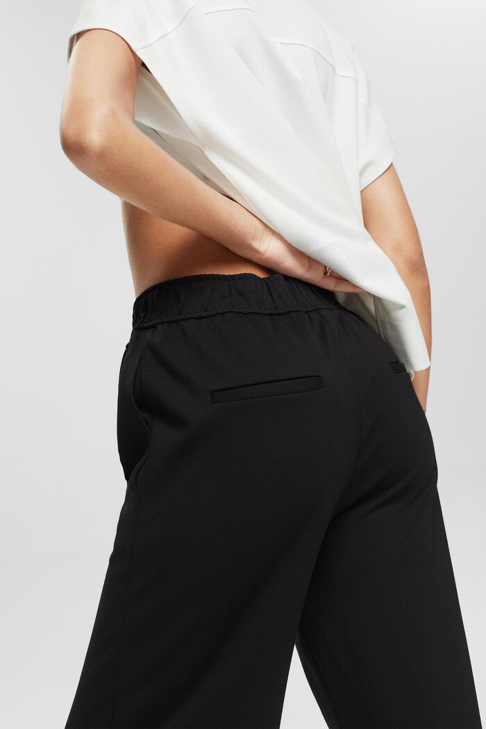 Wide-leg trousers with an elasticated waistband, BLACK, detail image number 4