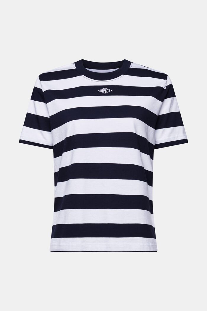 Pima Cotton Striped Embroidered Logo T-Shirt, NAVY, detail image number 6