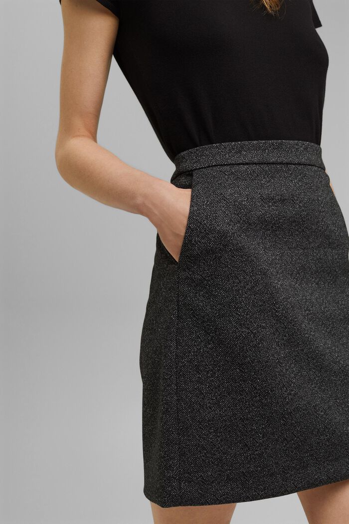 Mix + match HERRINGBONE A-line skirt, BLACK, detail image number 2