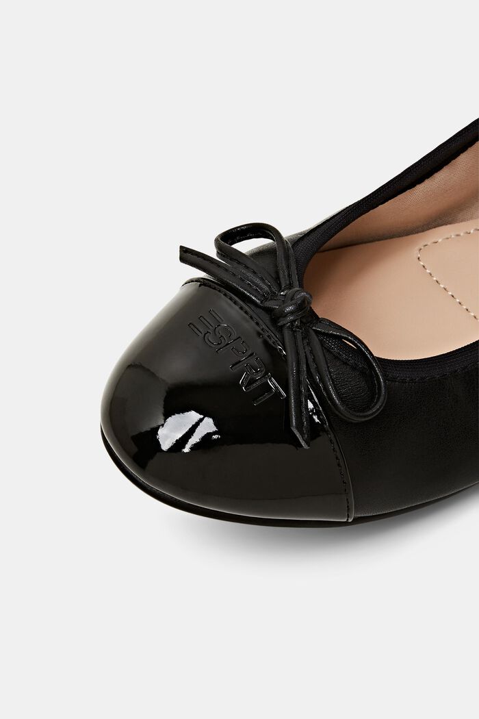 Faux Leather Ballerinas, BLACK, detail image number 3