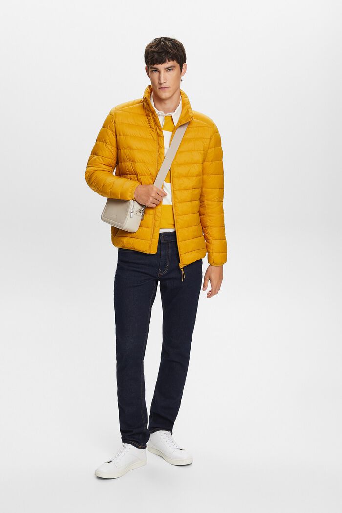 Quilted jacket with high neck, AMBER YELLOW, detail image number 1