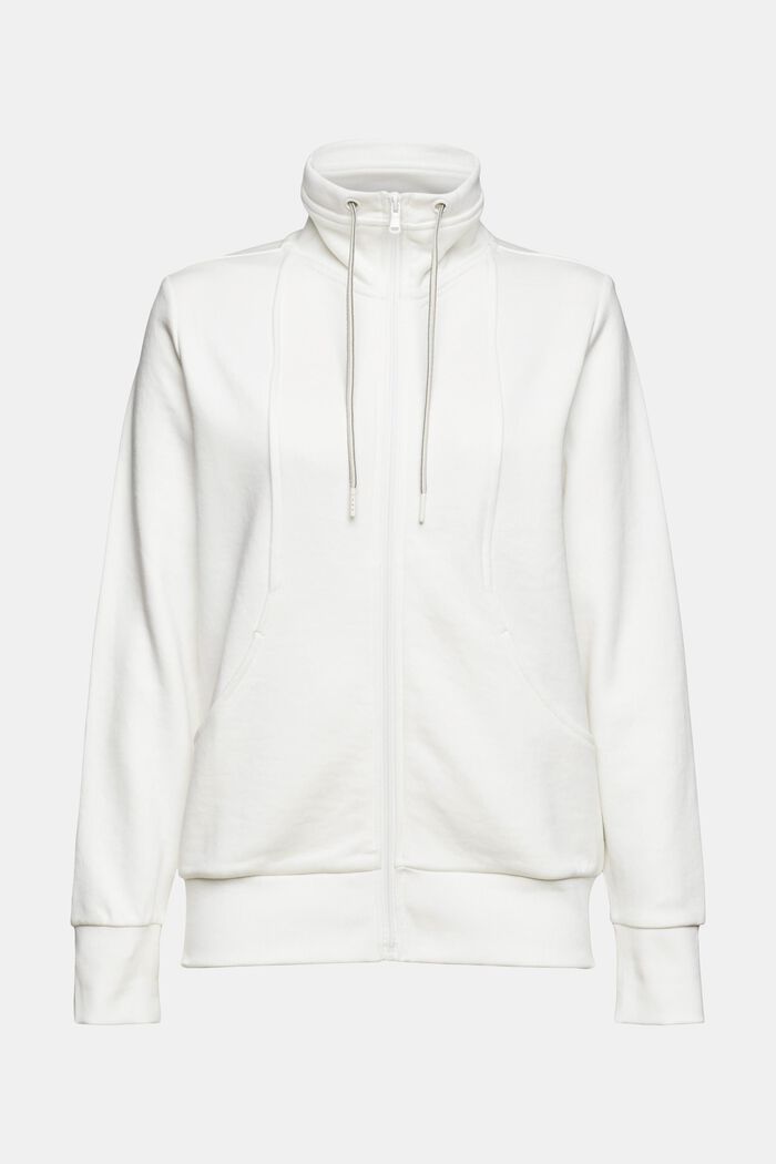 Zipper sweatshirt, cotton blend, OFF WHITE, overview