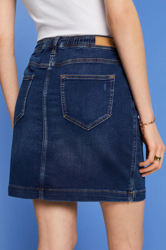 Jogger-style jeans mini skirt, BLUE DARK WASHED, detail image number 4