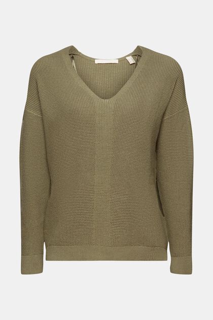 Loose knit V-neck jumper