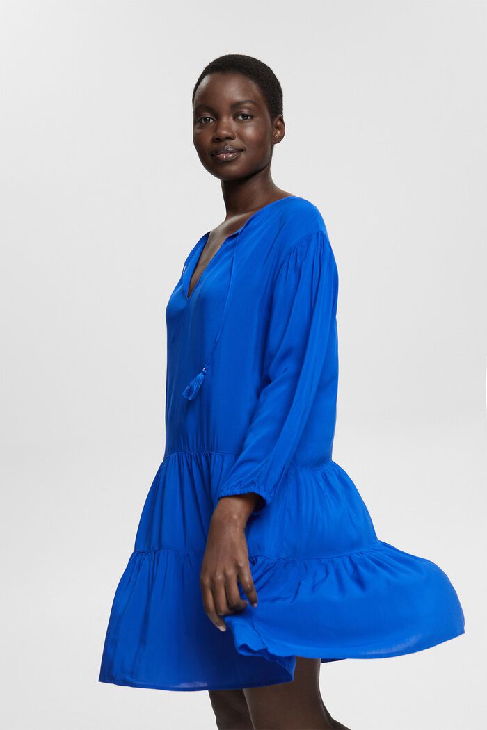 Tassel detail dress, LENZING™ ECOVERO™, BRIGHT BLUE, detail image number 0