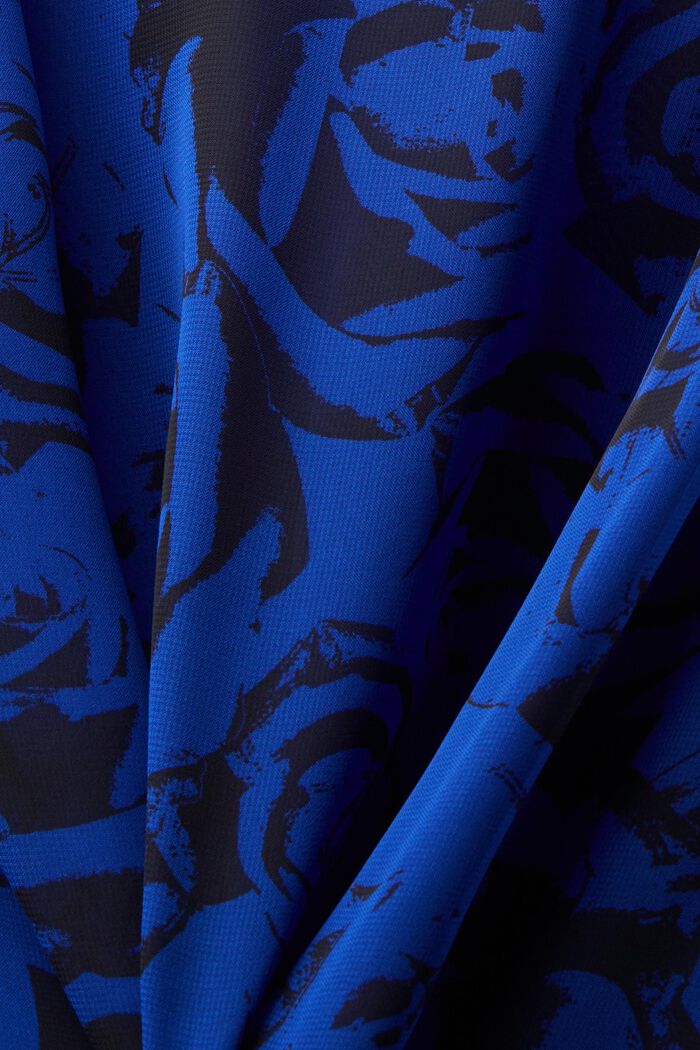 Printed Drawstring Chiffon Blouse, BRIGHT BLUE, detail image number 5