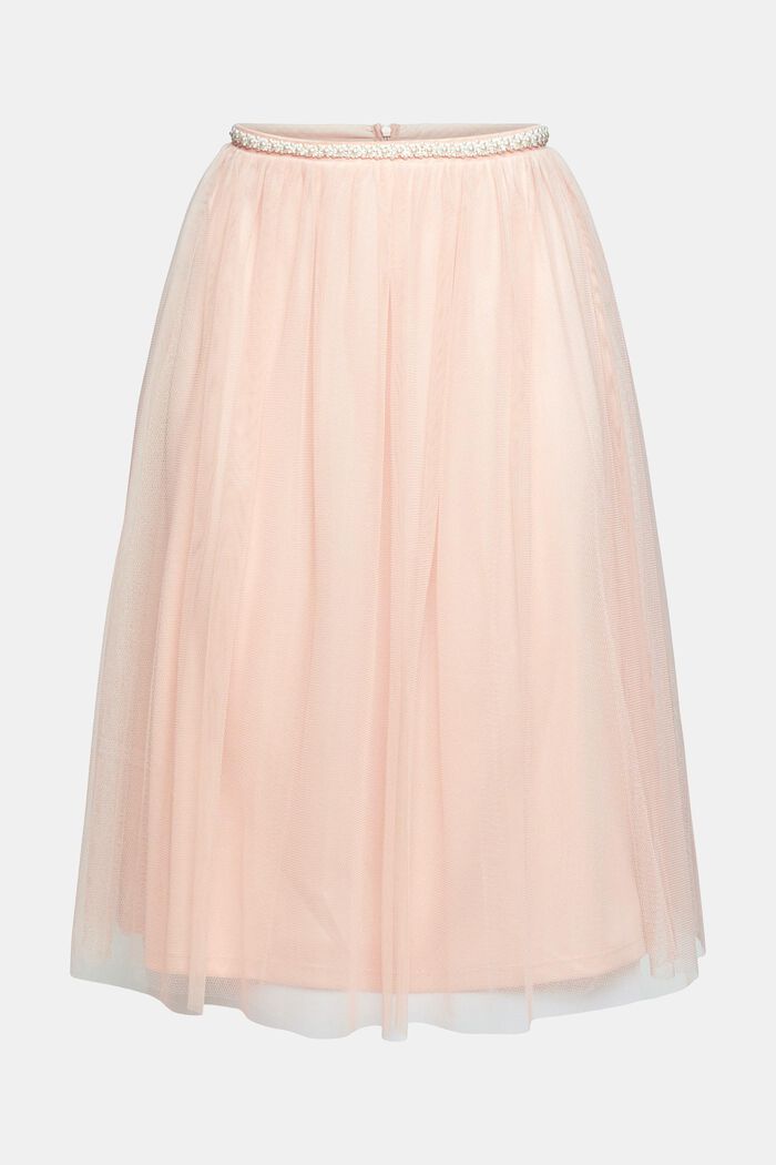 Tulle skirt with faux pearls on the waistband, NUDE, detail image number 6