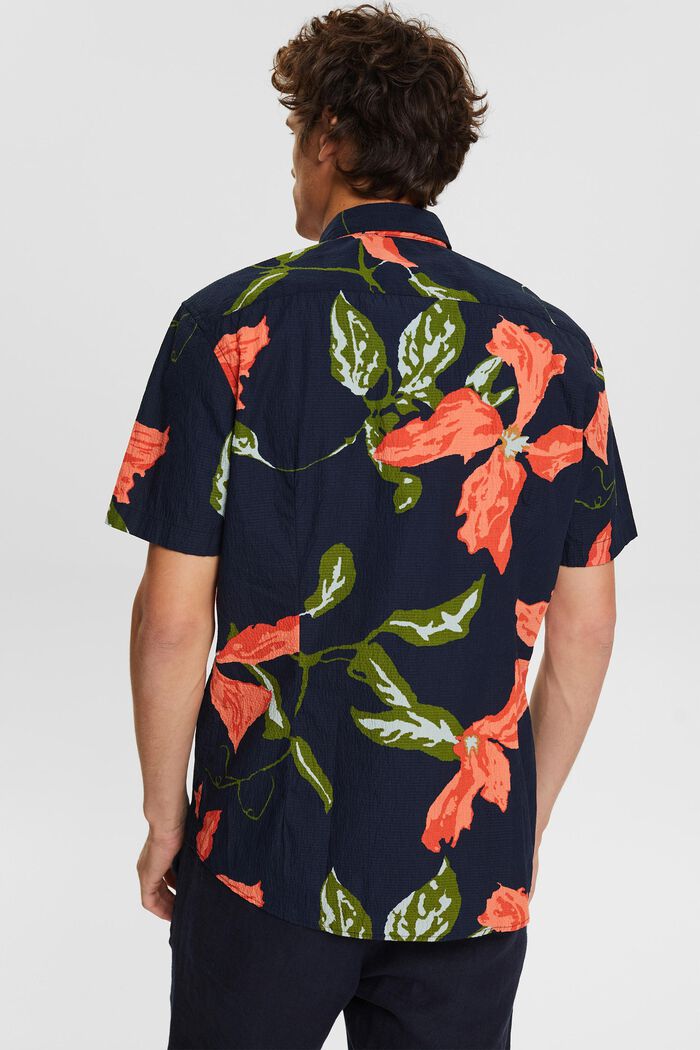 Seersucker shirt with a floral pattern, NAVY, detail image number 3